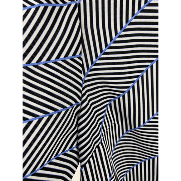 Talbots Striped Blouse Women's Large Black White Blue Tie Sleeve Work Top - Picture 3 of 7